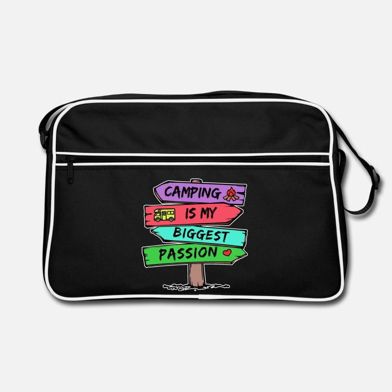Camping Statement Wohnmobil Herz Camper Relaxen - Retro Tasche - Schwarz/Weiß