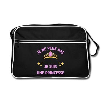 Je ne peux pas je suis une princesse - humour - Sac Retro - noir/blanc - Devant