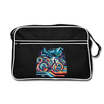 Bicycle with wavy lines - Retro Bag - black/white - Front