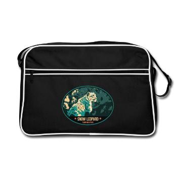 Snow Leopard illustration patch - Retro Bag - black/white - Front