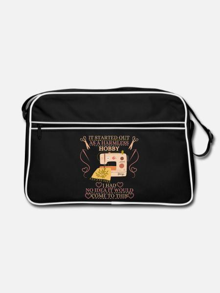 Hobby Wird Zur Nähsaga - Retro Tasche - Schwarz/Weiß