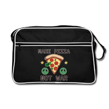 Paix faire Pizza pas guerre signe de paix - Sac Retro - noir/blanc - Devant