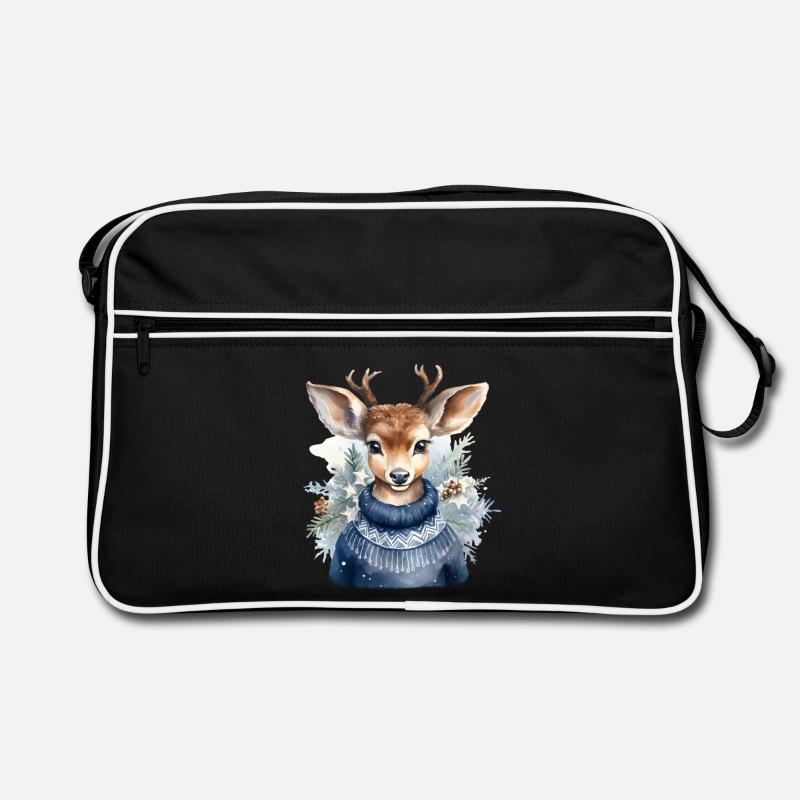 Pull d’hiver en forme de renne - Sac Retro - noir/blanc