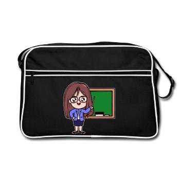 Lehrer Karriere Erfolg Beruf Job Vorgesetzter - Retro Tasche - Schwarz/Weiß - Vorne