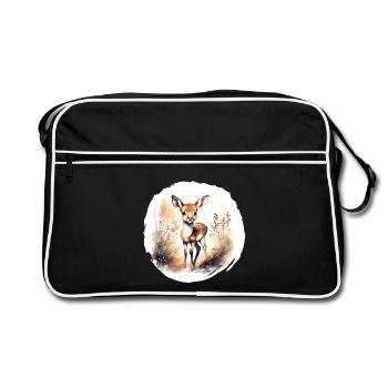 Fawn Watercolor - Retro Bag - black/white - Front