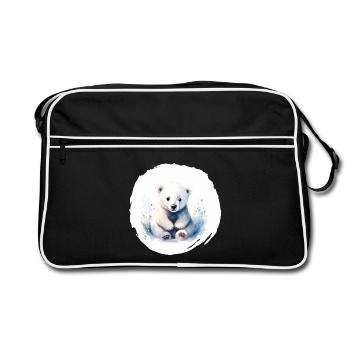 Aquarelle d’ours polaire - Sac Retro - noir/blanc - Devant