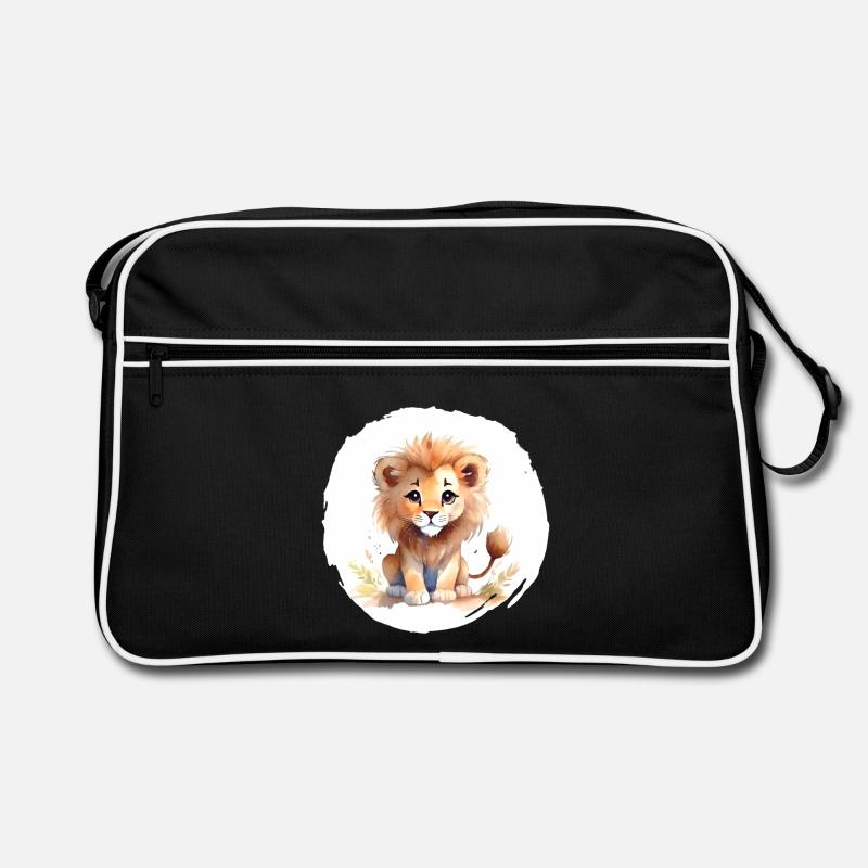 Aquarell Löwe - Retro Tasche - Schwarz/Weiß