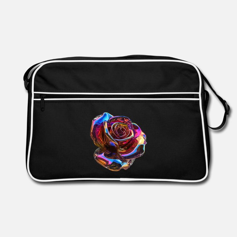 Irisierende Regenbogenrose Retro Tasche