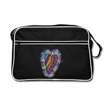 Coeur coloré avec des motifs géométriques - Sac Retro - noir/blanc - Devant