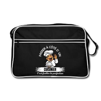 Cartoon Chef: Vorbeigehen an einem Koch vorbei - Retro Tasche - Schwarz/Weiß - Vorne