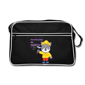 Chat travailleur en combinaison de construction - Sac Retro - noir/blanc - Devant