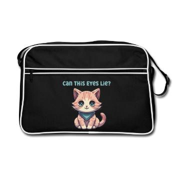 Cute Cat with Big Eyes and Bandana - Retro Bag - black/white - Front