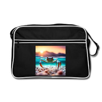 Unterwasser-Krabben - Retro Tasche - Schwarz/Weiß - Vorne