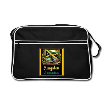 Jamaika Kingston Reggae Design - Retro Tasche - Schwarz/Weiß - Vorne