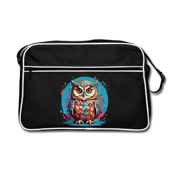 Adorable hibou sur des éclaboussures de couleur - Sac Retro - noir/blanc - Devant