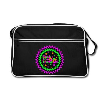 80er Party Retro Fun , Back to the 80s Star(25) - Retro Tasche - Schwarz/Weiß - Vorne
