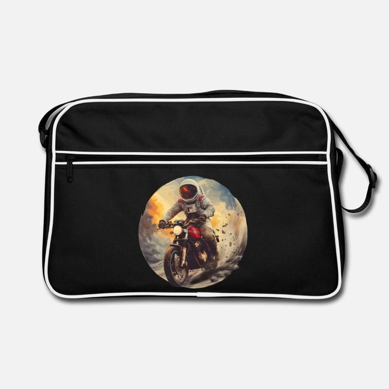 An astronaut on a motorcycle Retro Bag