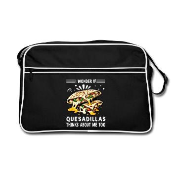 Je me demande si les Quesadillas pensent aussi à - Sac Retro - noir/blanc - Devant