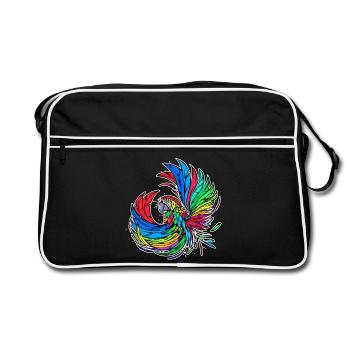 Animal, Oiseau, Perroquet, Amoureux Des Animaux, Animal De Compagnie, Animaux De Zoo - Sac Retro - noir/blanc - Devant