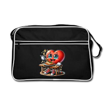 Lasagna Heart Italy Food Cooking - Retro Bag - black/white - Front