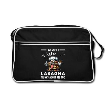 Je me demande si la lasagne pense à moi aussi - Sac Retro - noir/blanc - Devant