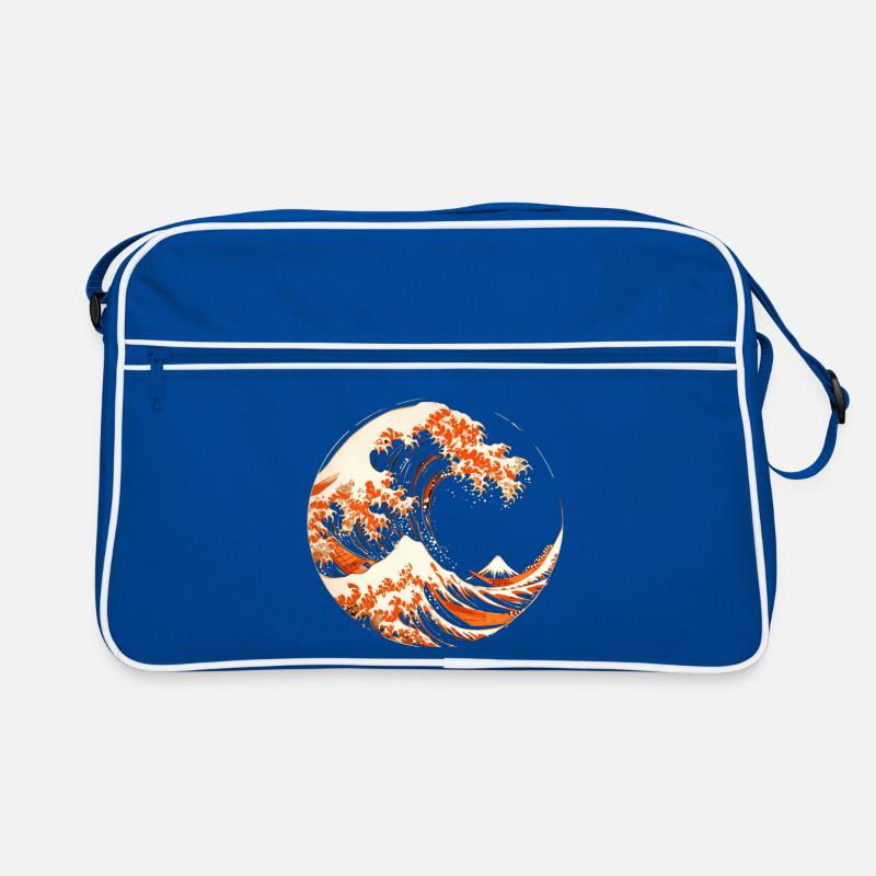 Stylized Hokusai Wave Retro Bag