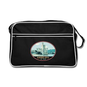 Illustration Blackrock Castle, Cork, Irland - Retro Tasche - Schwarz/Weiß - Vorne