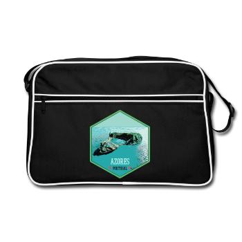 Illustration Vulkaninseln, Azoren - Retro Tasche - Schwarz/Weiß - Vorne
