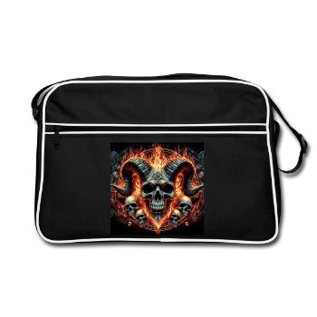 Männlicher Ziegenschädel - Retro Tasche - Schwarz/Weiß - Vorne