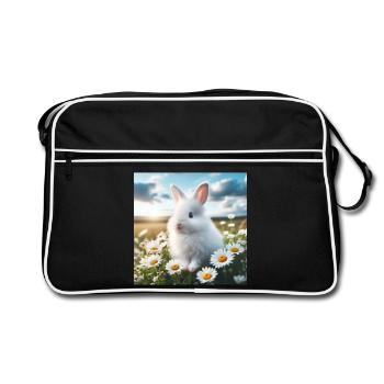 Adorable White Bunny - Retro Bag - black/white - Front