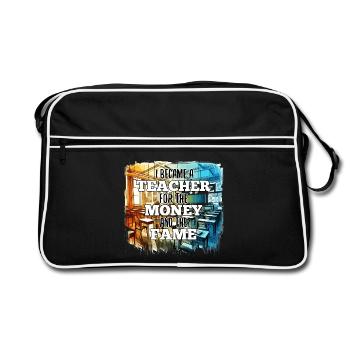 Enseignant Enseignant Argent et Renommée Cadeau - Sac Retro - noir/blanc - Devant
