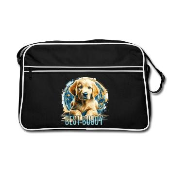 Golden Retriever chiot mignon famille chien cadeau - Sac Retro - noir/blanc - Devant
