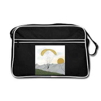Paraglider sailing in the mountains sunset - Retro Bag - black/white - Front