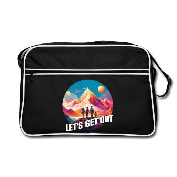 Nichts wie raus mit der Familie in die Natur - Retro Tasche - Schwarz/Weiß - Vorne