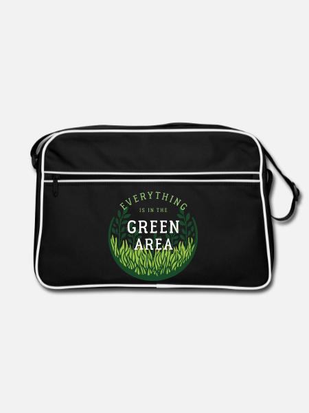 denglisch sprüche everything in the green area - Retro Tasche - Schwarz/Weiß
