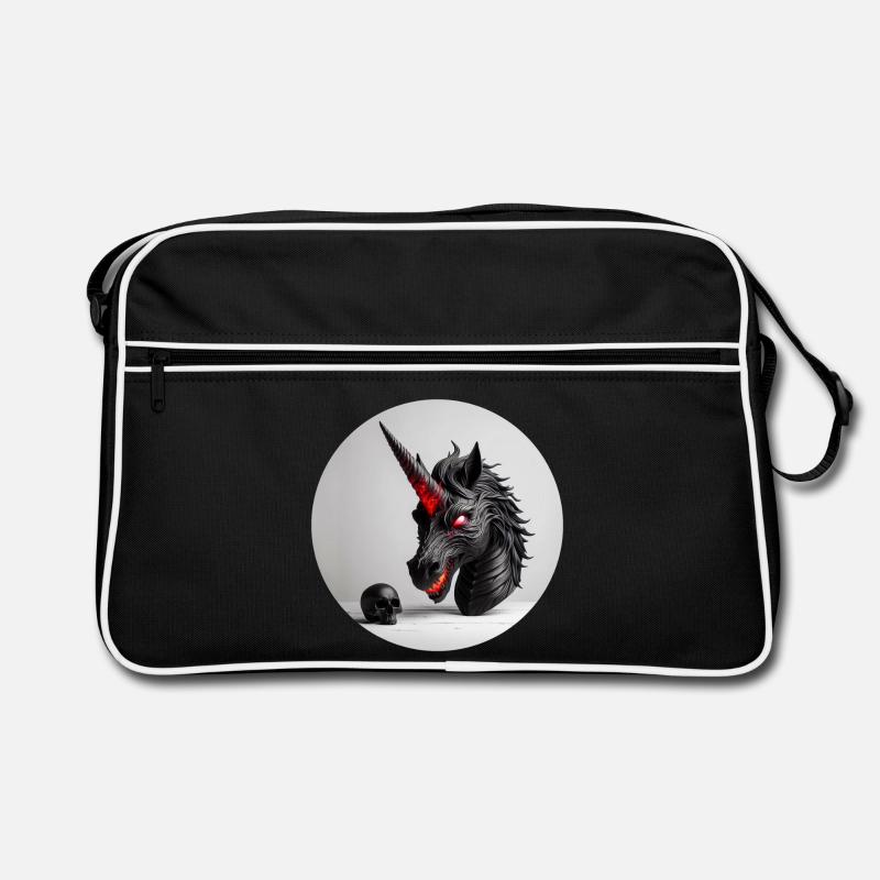 Dämonisches Einhornkopf-Design Retro Tasche