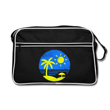 Vintage Beach Blue Yellow - Retro Bag - black/white - Front
