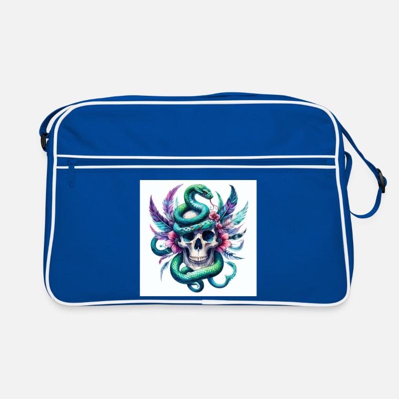 Aquarelle Crâne et Serpent Sac Retro