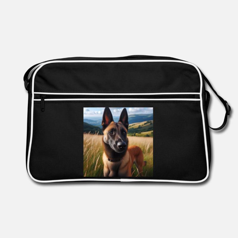 Belgischer Malinois - Retro Tasche - Schwarz/Weiß