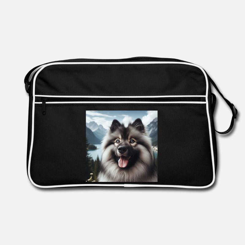 Fröhlicher Wolfspitz Retro Tasche