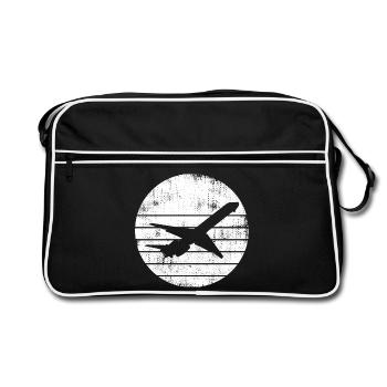 Airplane Drawing - Retro Bag - black/white - Front