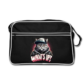 BKH Britisch Kurzhaar Katze getigert Gangster - Retro Tasche - Schwarz/Weiß - Vorne