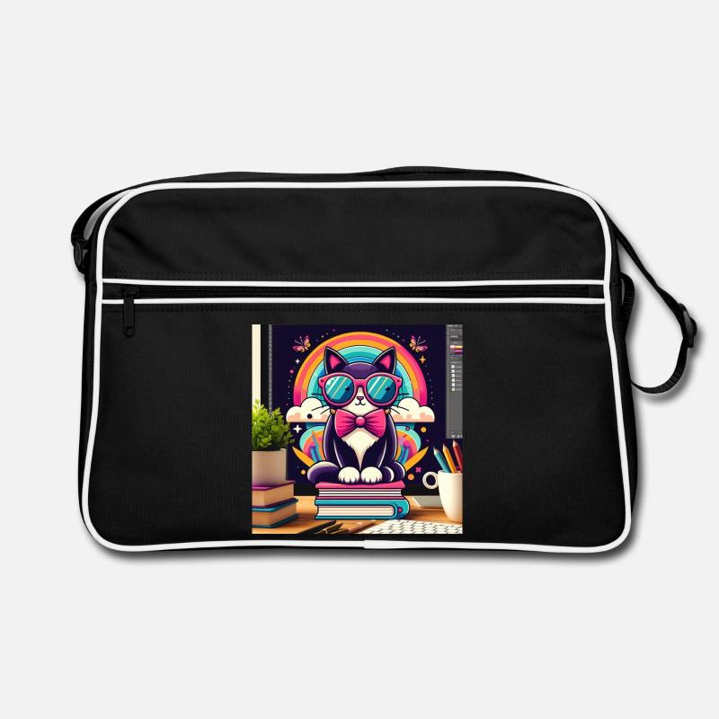 Studious cat with glasses Retro Bag