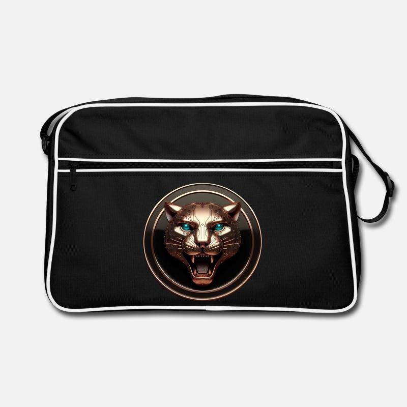 Futuristic Tech Panther Gold Retro Bag