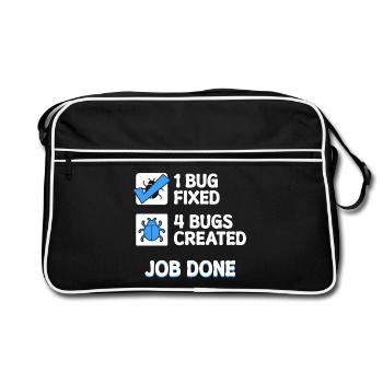 Correction de bugs Bugs de développeur Déclaration de code Informatique - Sac Retro - noir/blanc - Devant