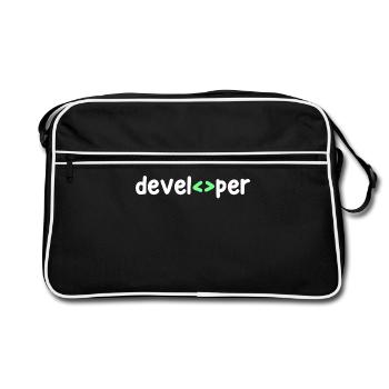 Developer Code Scripting Debug Informatik Geek - Retro Bag - black/white - Front