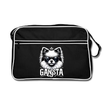 Petit cadeau de chien Spitz Gangsta Gangster - Sac Retro - noir/blanc - Devant