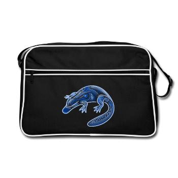 ornithorynque motifs aborigènes tribal bleu - Sac Retro - noir/blanc - Devant