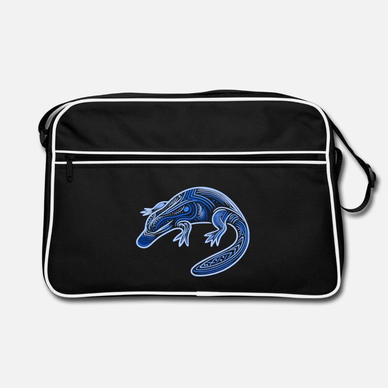 Schnabeltier, Aborigine-Motive, Stammesblau, Retro Tasche