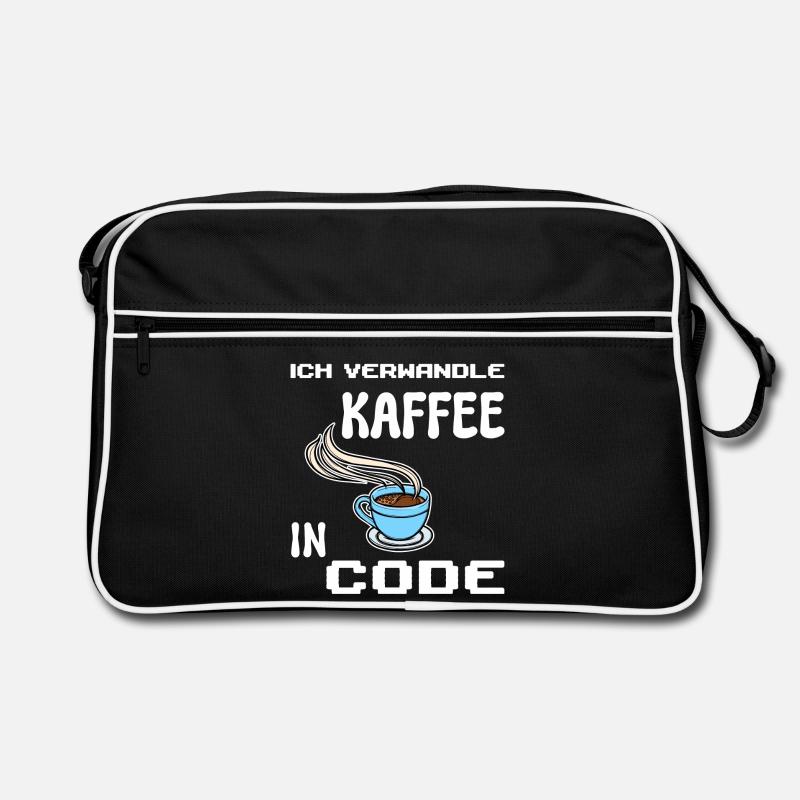 Developer Computerfreak Statement Coden Skripting - Retro Tasche - Schwarz/Weiß